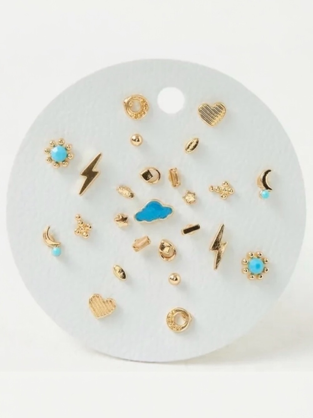 Free People Destination Earring Set Turquoise Gold NWT Lightning Bolt Retro 70s